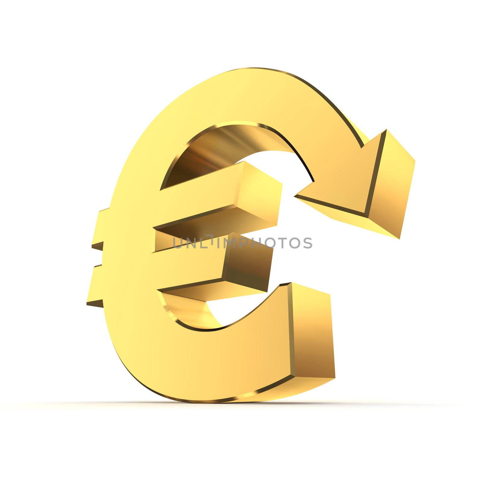 Shiny Euro Symbol with Arrow Down - Golden Metallic by PixBox