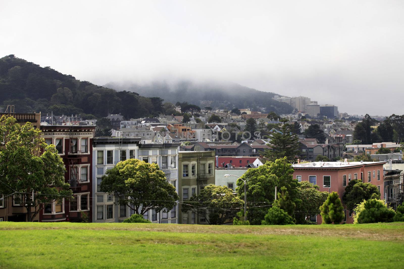 View to San Francisco with Alamo Square