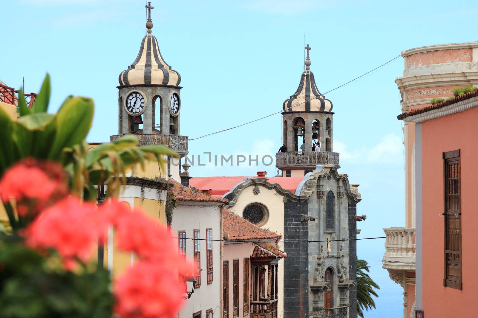 Tenerife. City Orotava, street view of local church. Canary Islands, Spain.