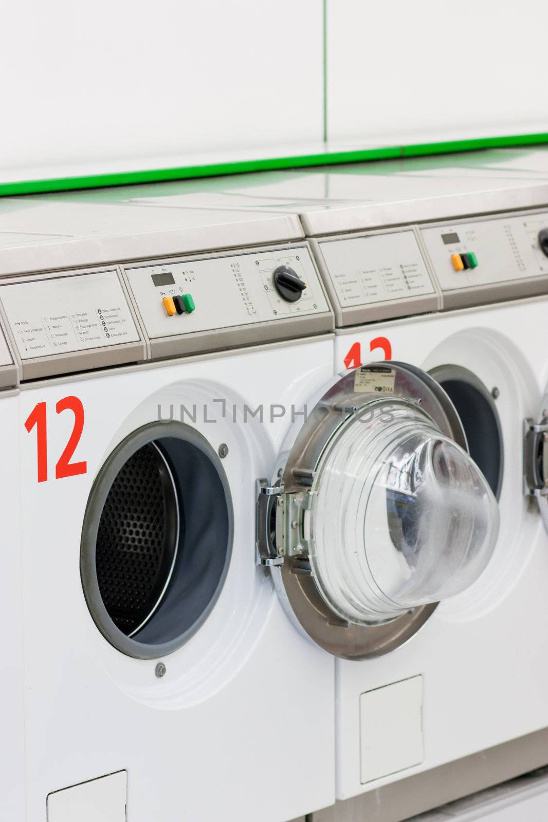 Washing machines in a public laundromat