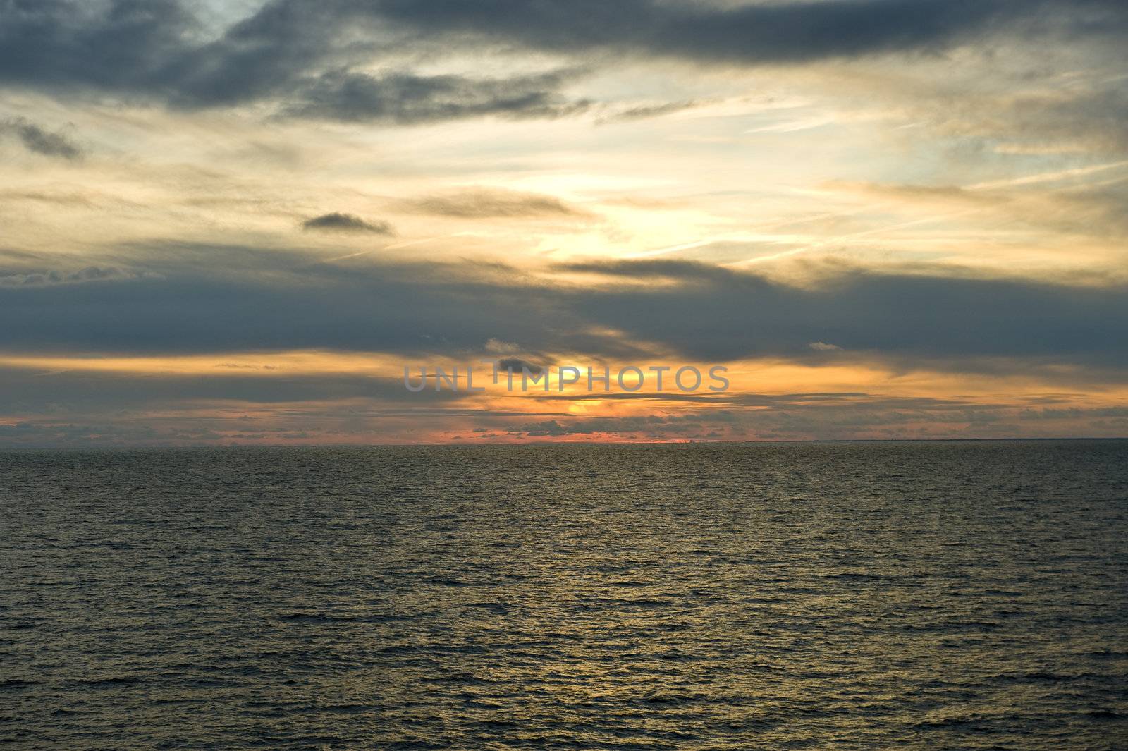 View of sunset over baltic sea, taken near Sweden