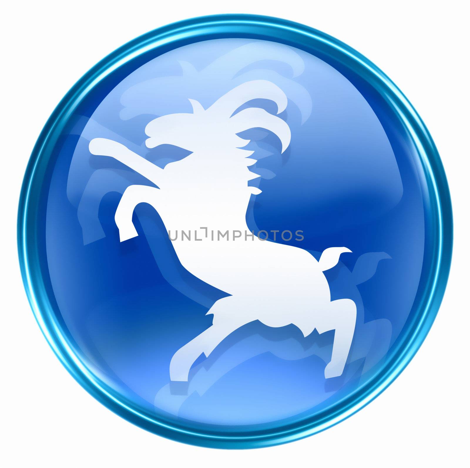 Goat Zodiac icon blue, isolated on white background. by zeffss