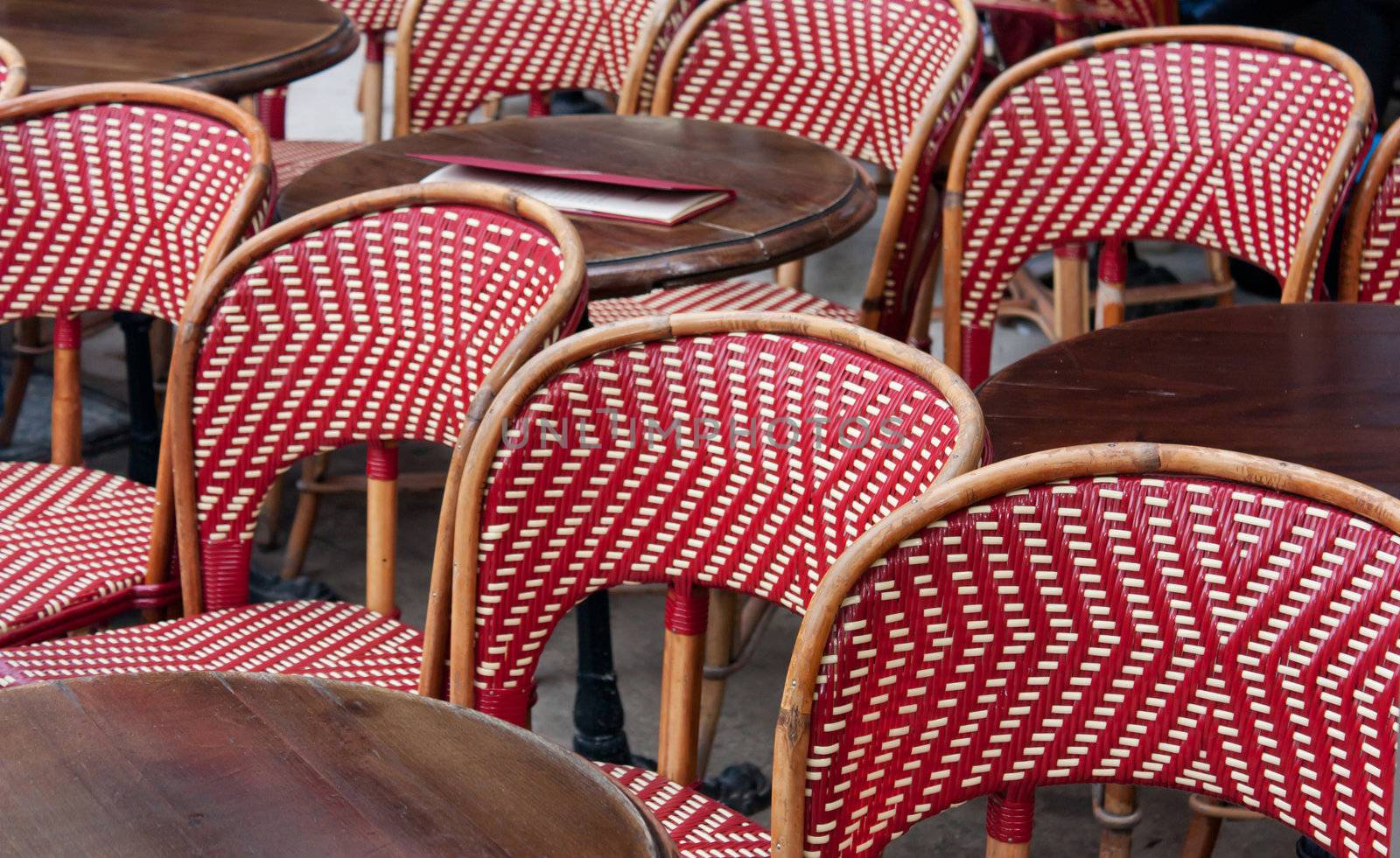 A typical French restaurant table on terrace