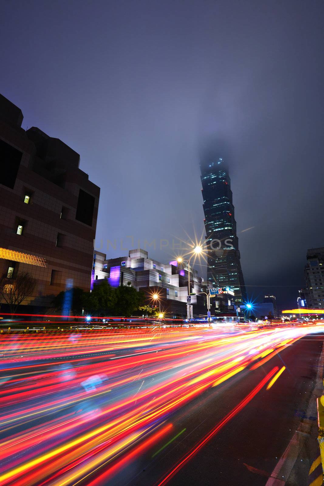 Taipei commercial district at night