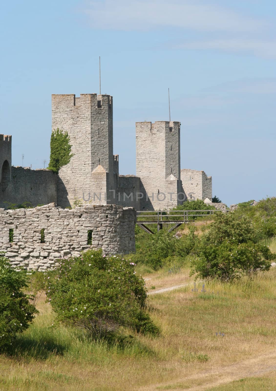 Medieval city wall around the town Visby.