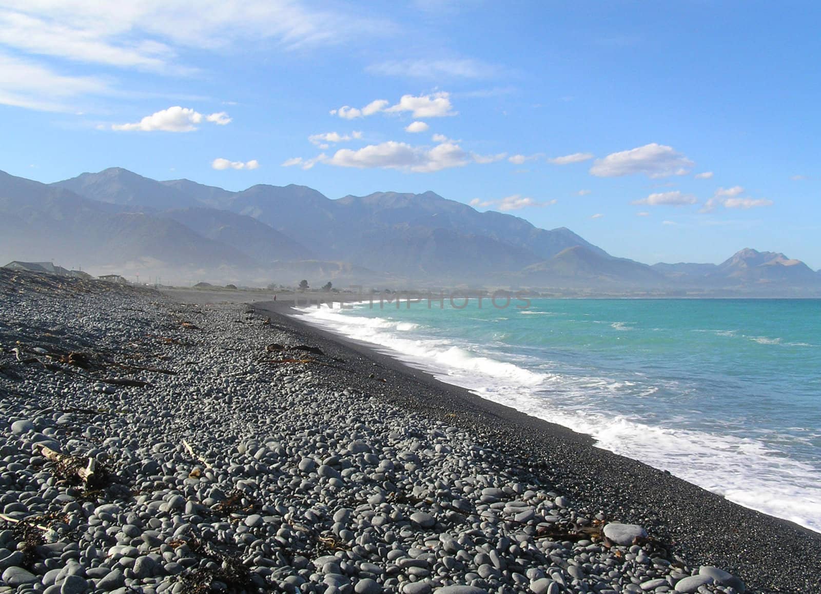 Stony beach in New Zealand.