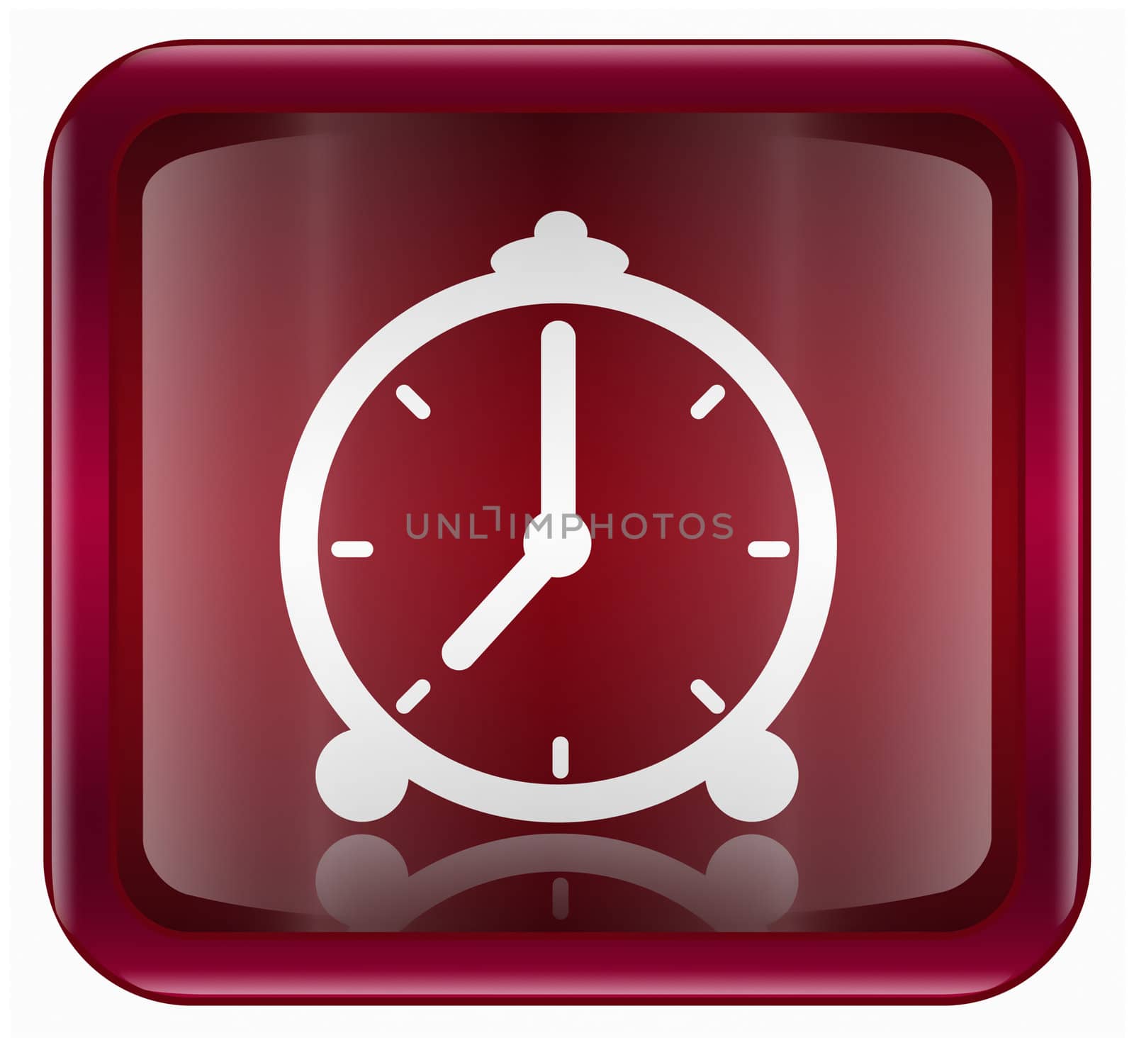 Clock icon dark red, isolated on white background by zeffss