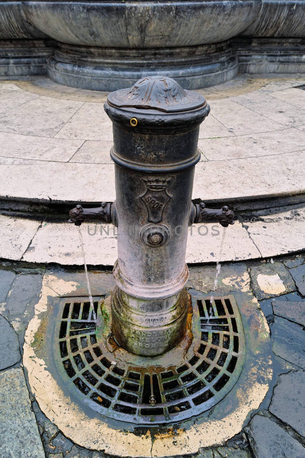 Cast iron water pump near Pantheon in Rome