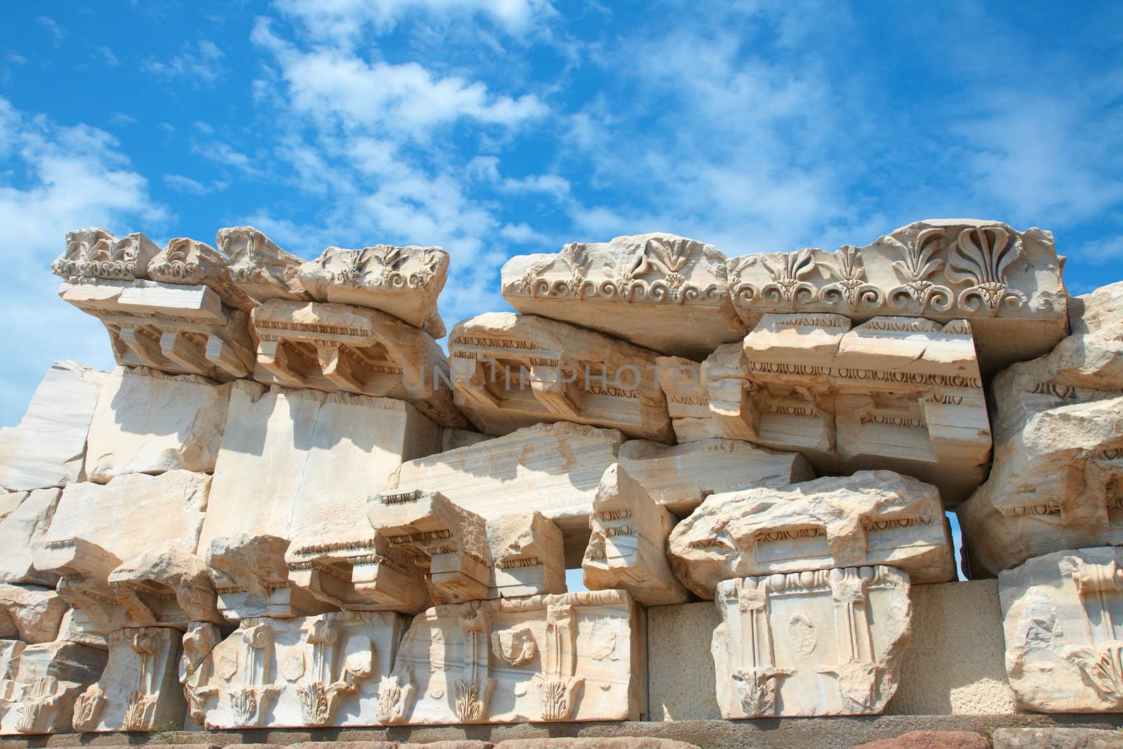 Trajan Temple ruins in ancient city of Pergamon, Turkey