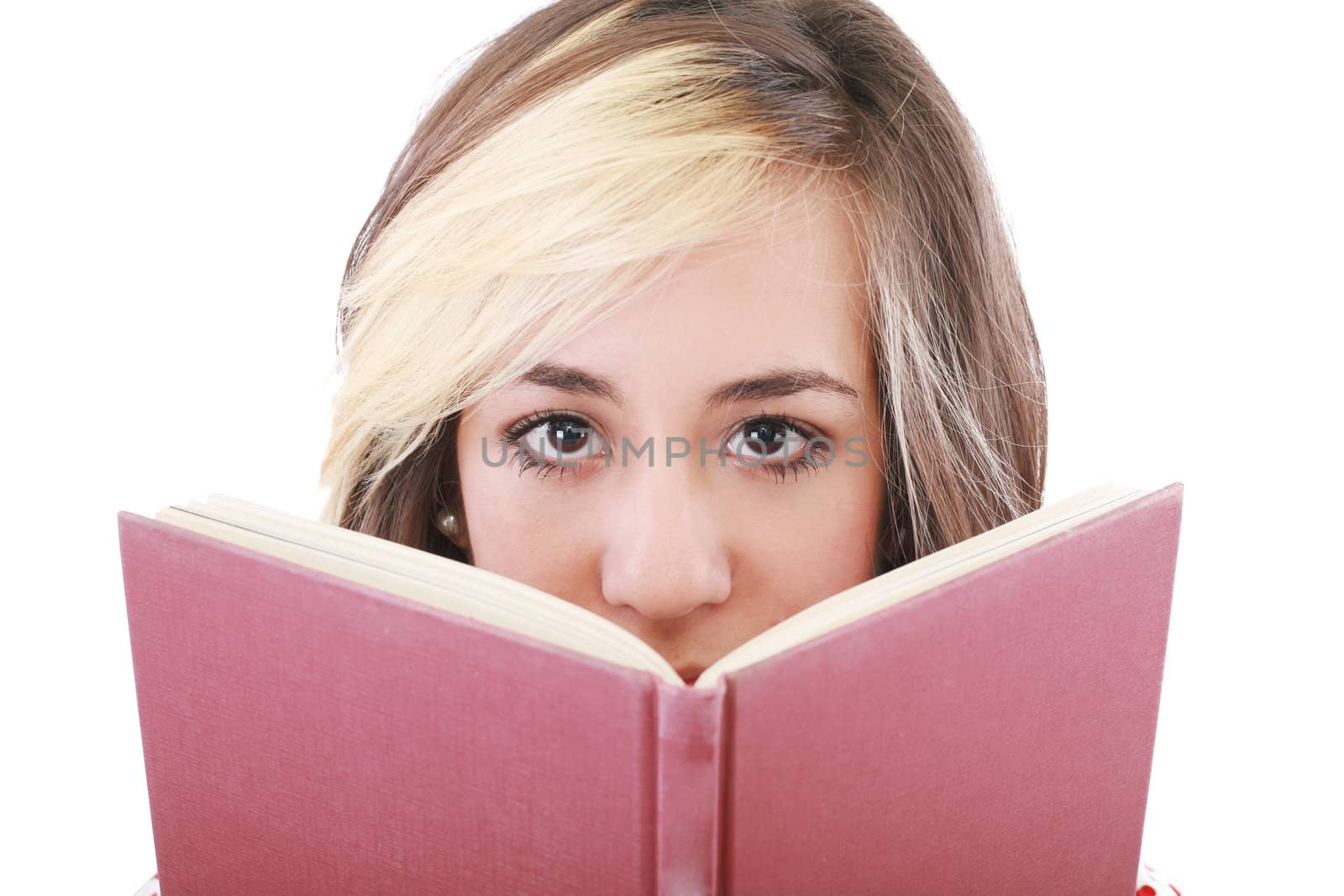 Happy woman with a book