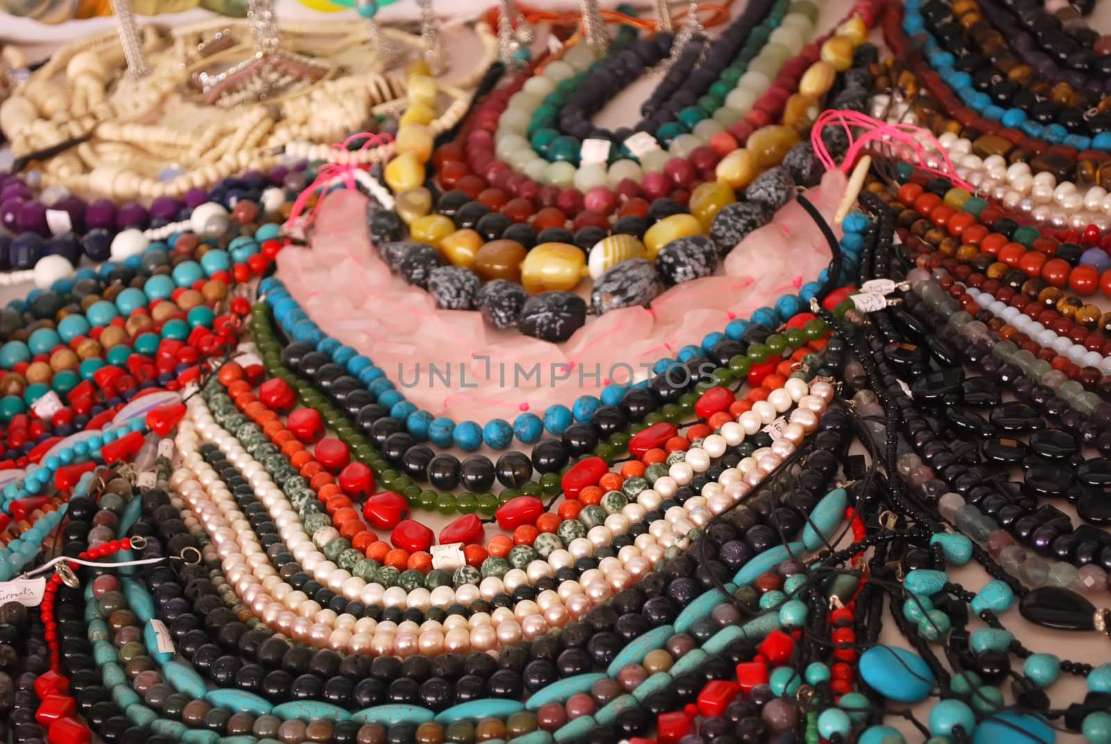 Stand of Multicolored Beads to Buy at the Arabic Market