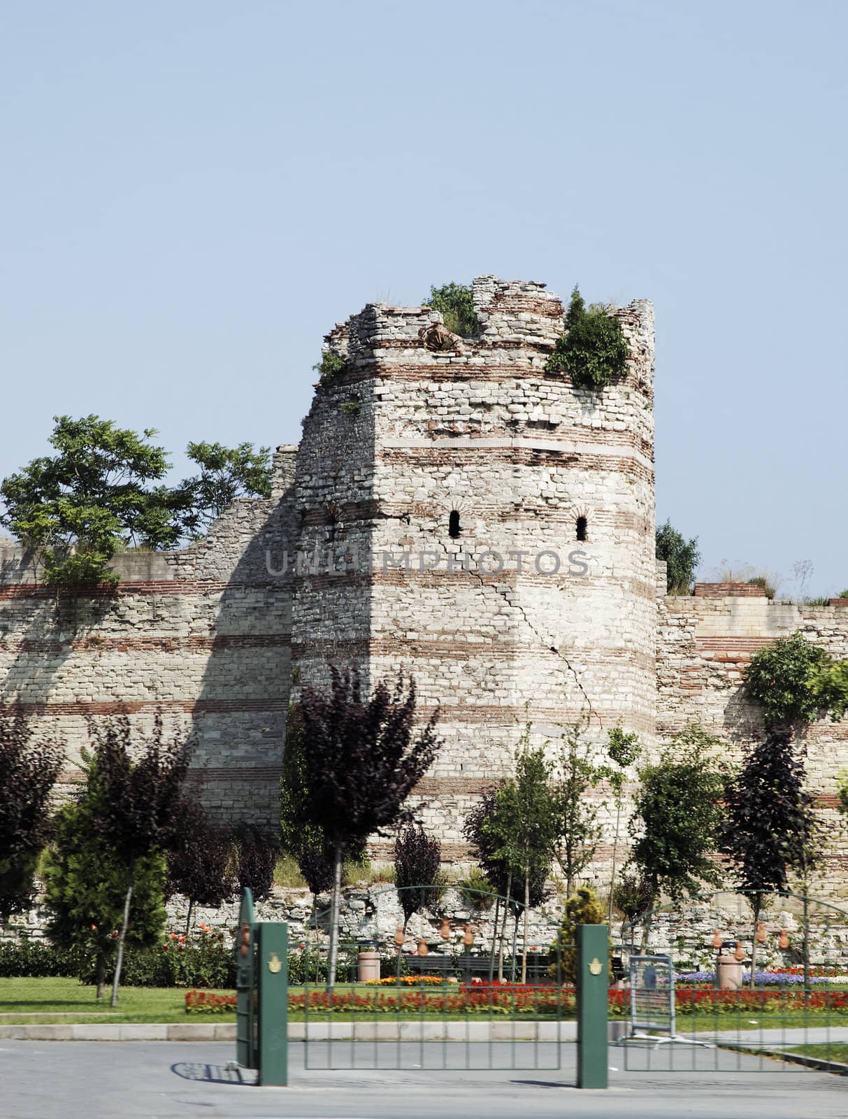 Istanbul, Turkey, one of the remain towers still standing at the the wall of Constantinople