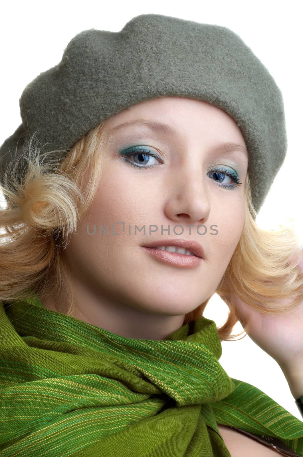cute blond with green scarf by starush