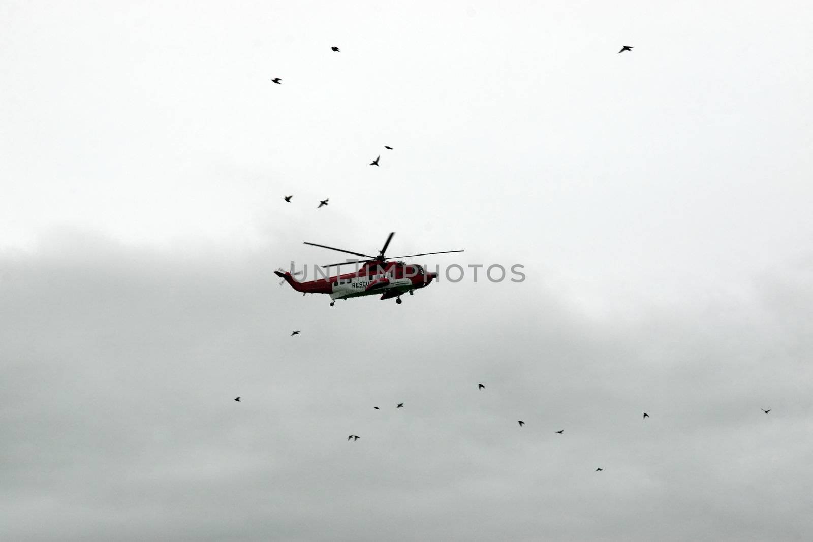 a helicopter on a life air sea rescue mission