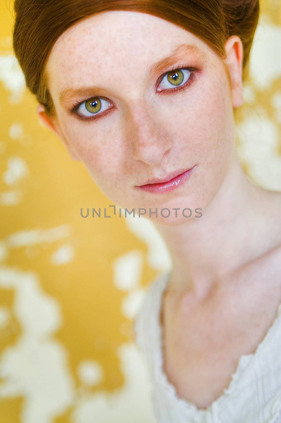 Studio portrait of a natural redhead with special hair