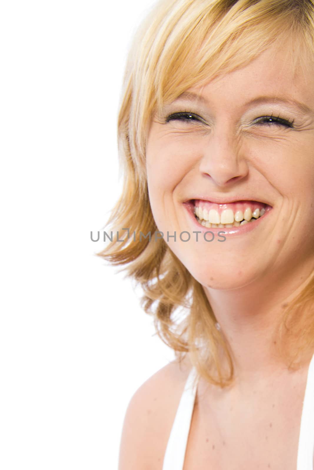 Studio portrait of a red haired model having fun