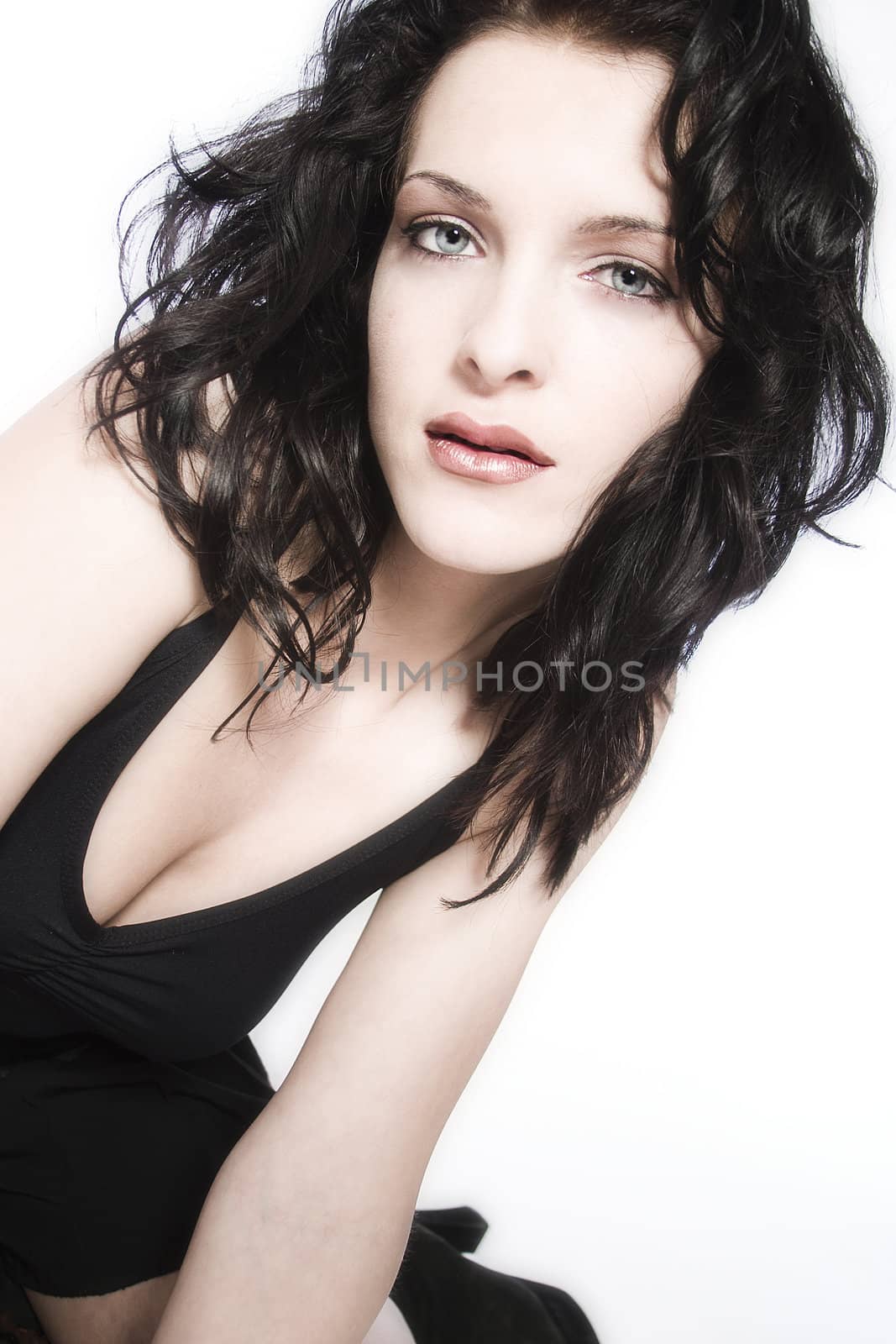 Studio portrait of a long haired beautifull woman