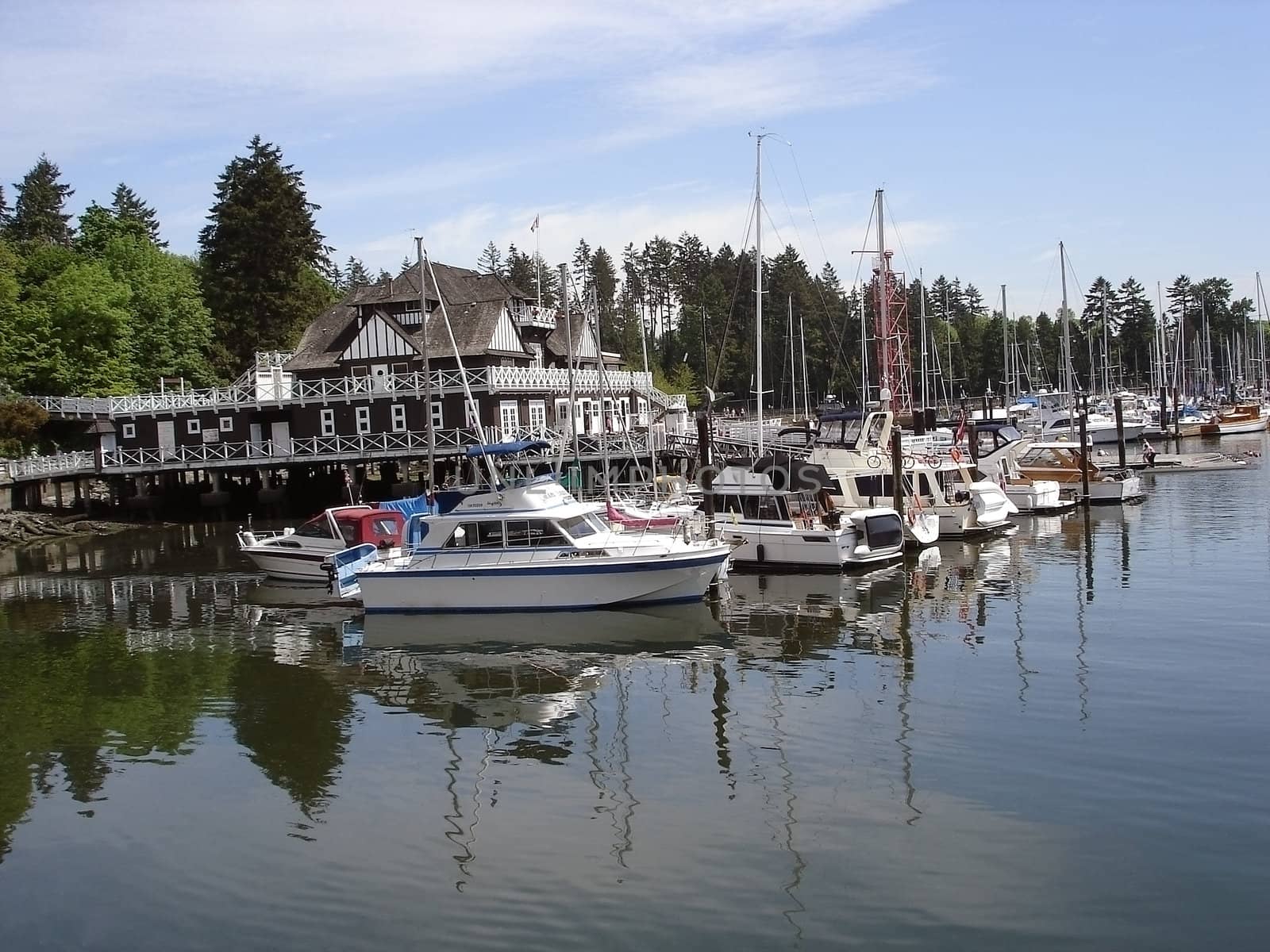 Boats And Yachts Docked In Stanley Park Vancouver British Columbia Canada.