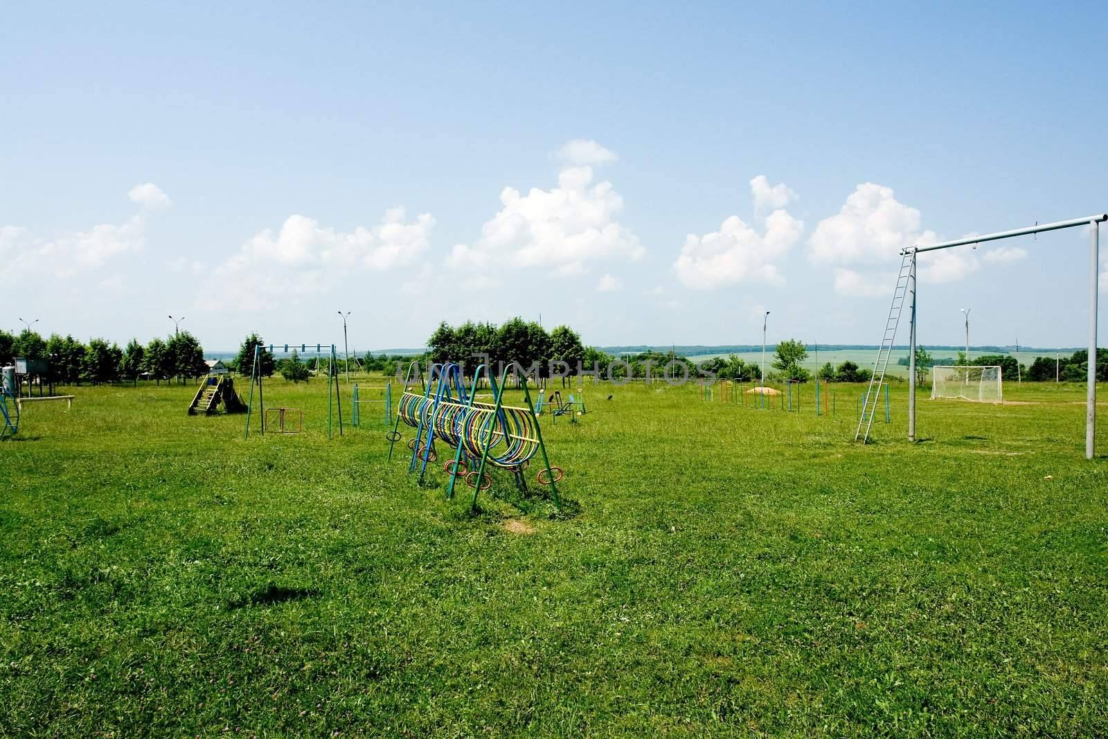 Athletic field in children's country camp