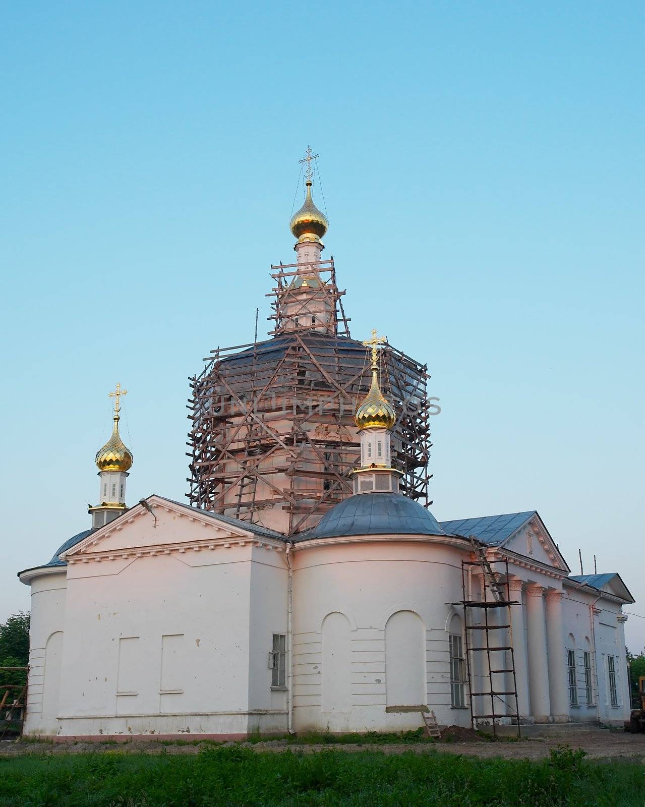 Church in scaffolding by stepanov