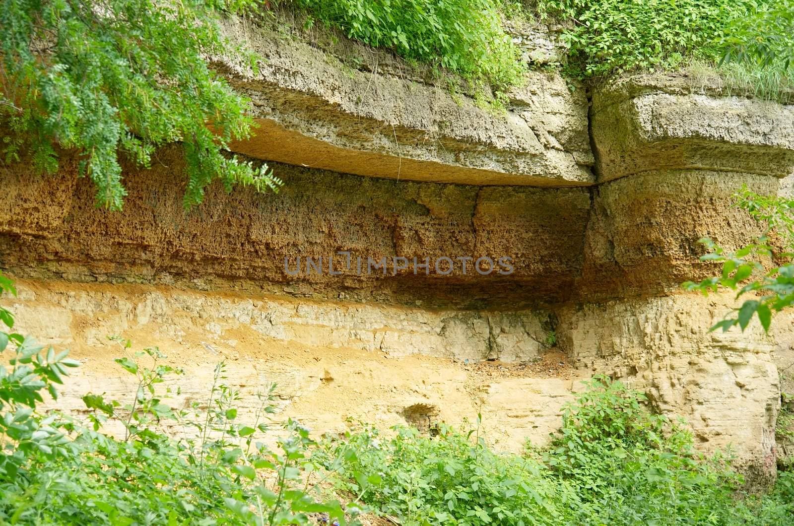 Section of geologic soil of an old channel of the river