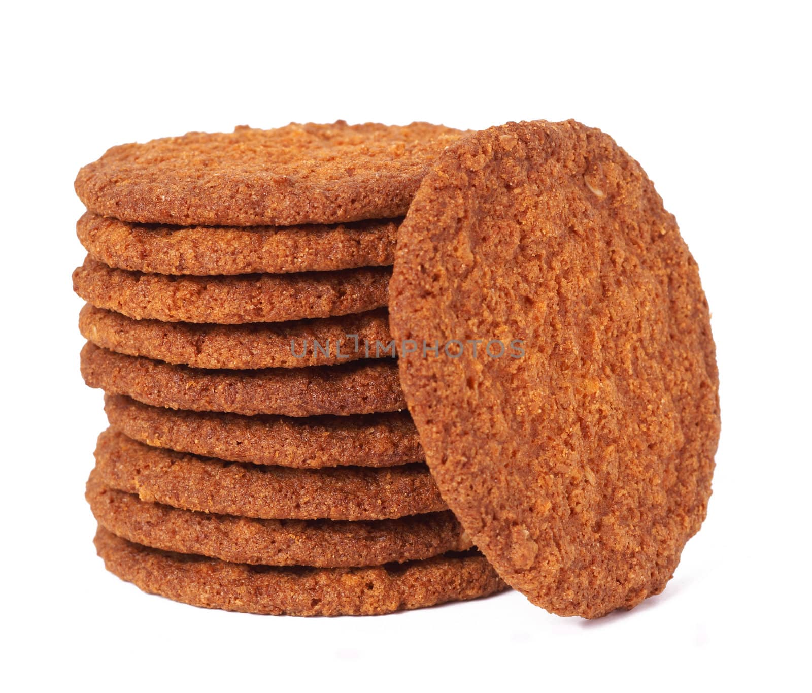 Macro shot of baked cookies stacked together, shallow depth of field