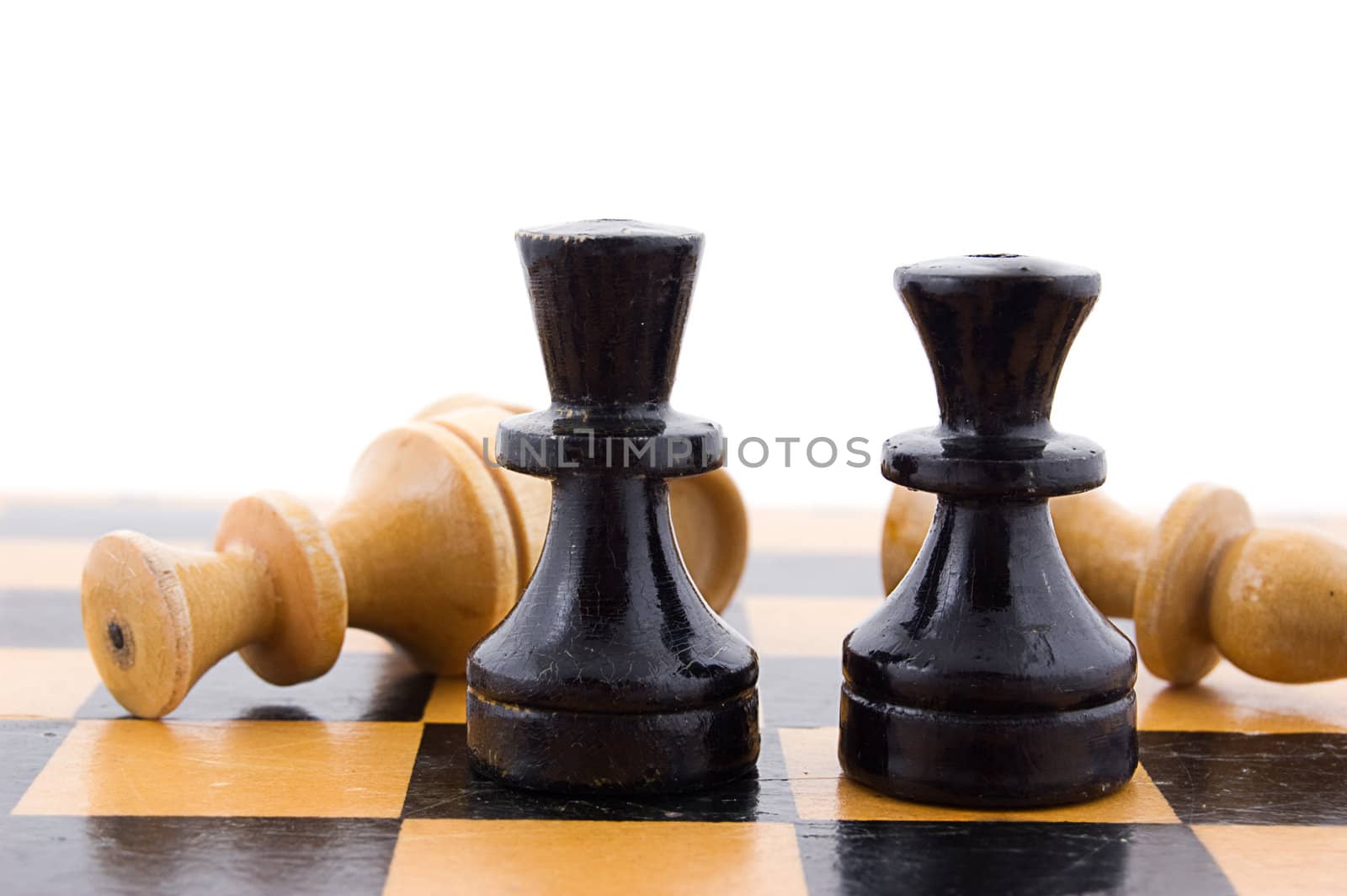 Chess concept, black defeats white