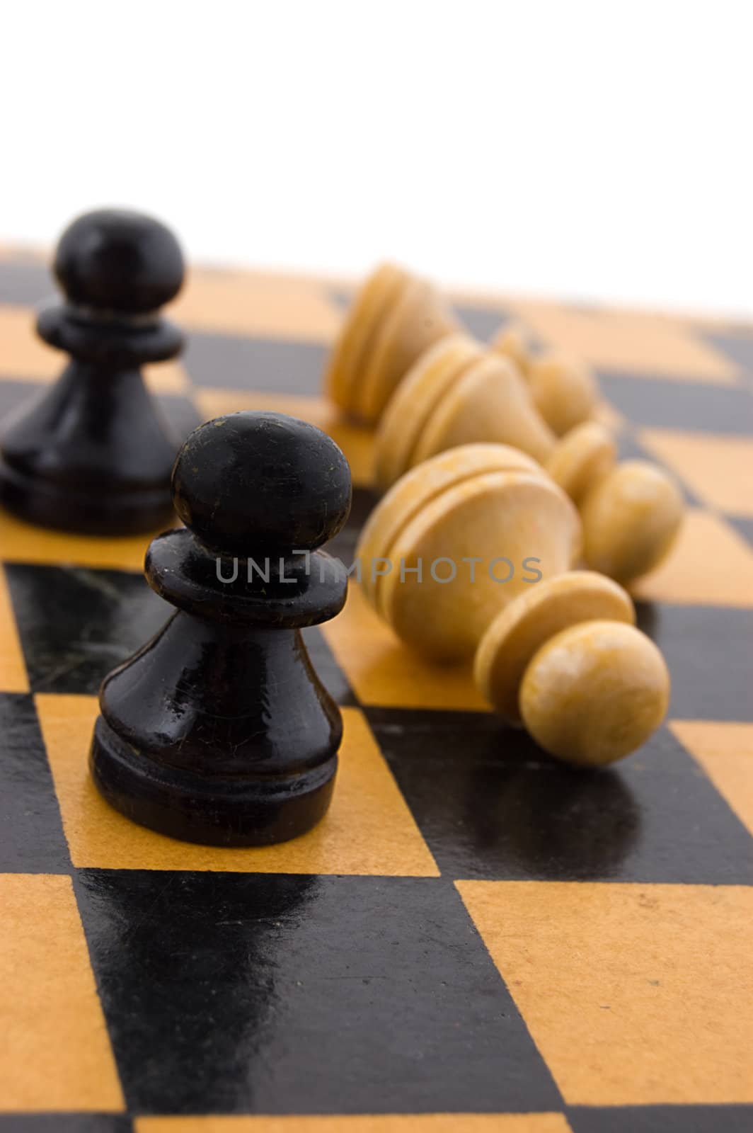 Chess concept, black defeats white