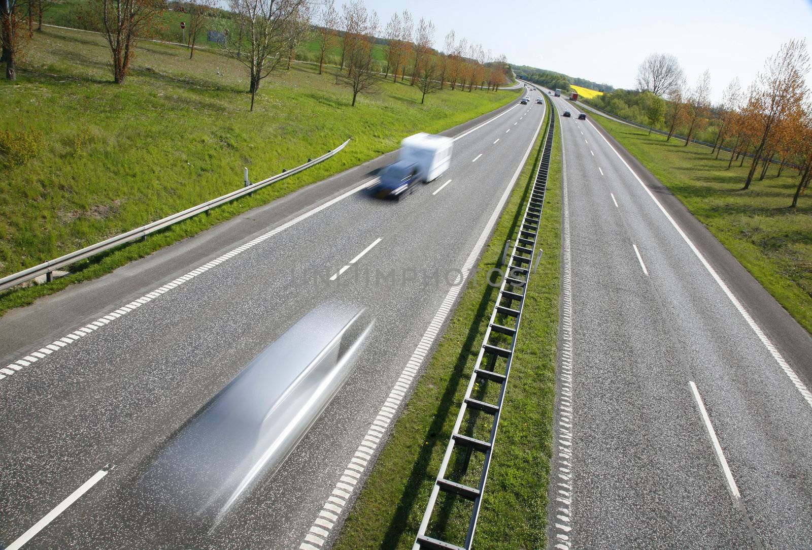 Danish motorway - sunday spring morning traffic.