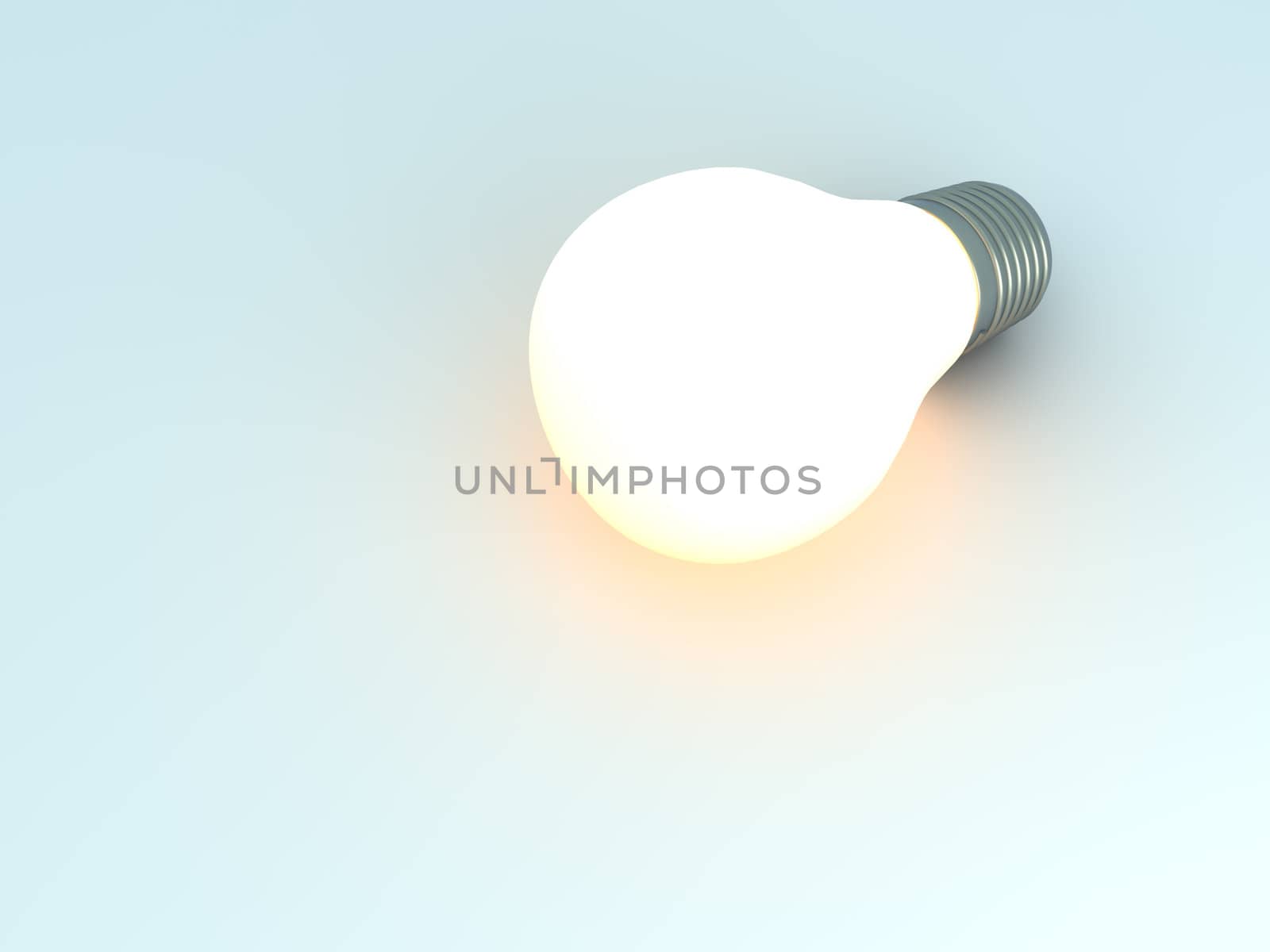 A glowing light bulb. 3D rendered Illustration. 