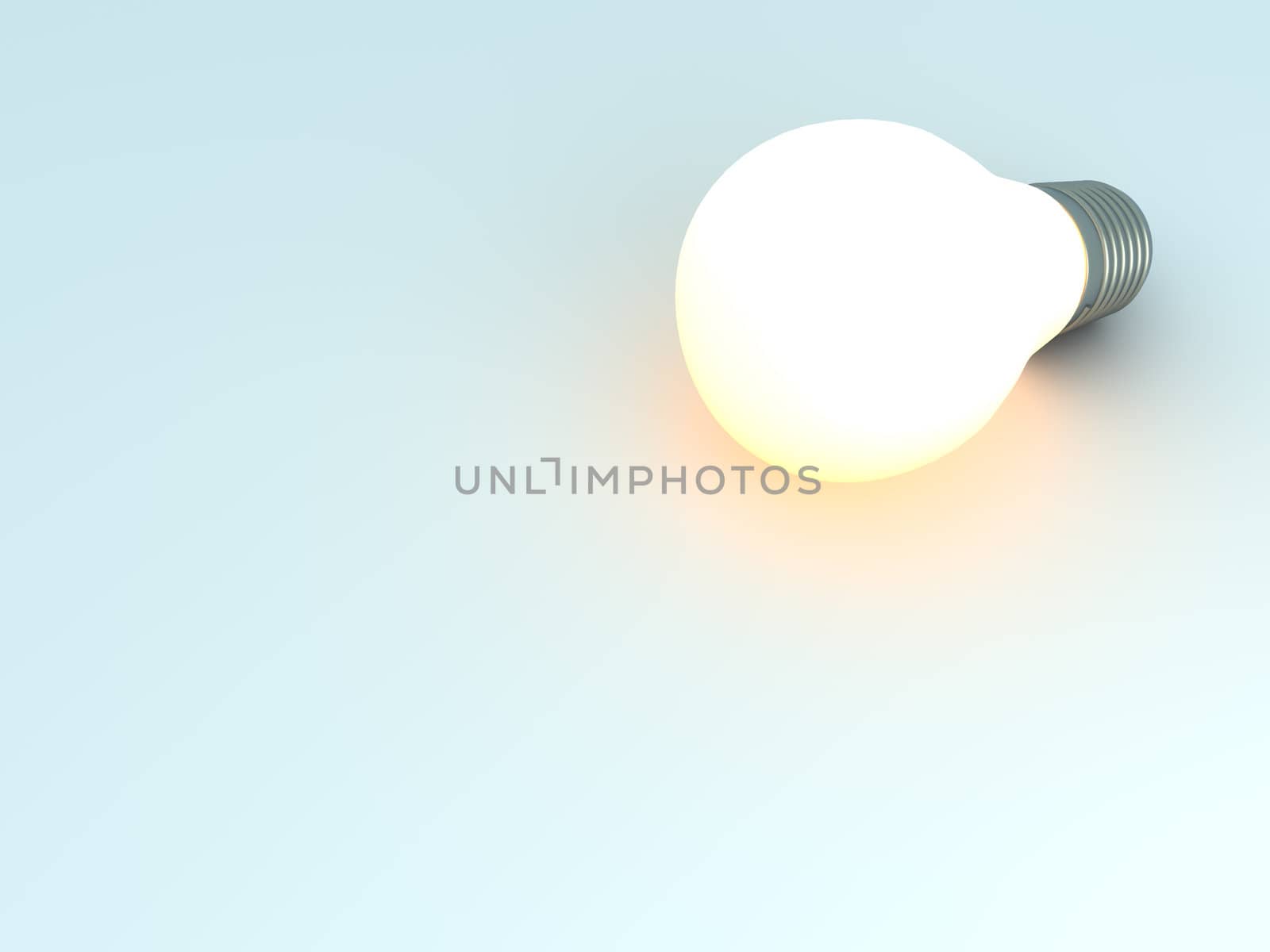 A glowing light bulb. 3D rendered Illustration. 