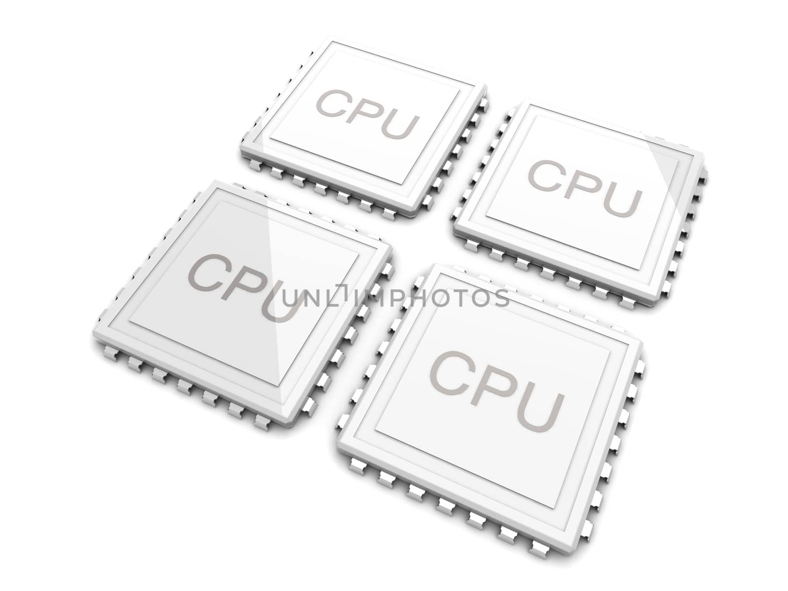 3D rendered Illustration. Two core CPU. Isolated on white.