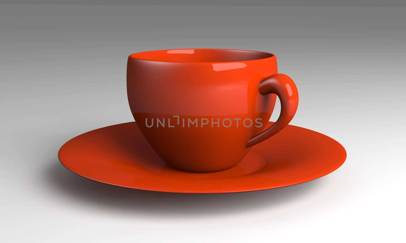 3D rendered Illustration. A red coffee or tea cup.