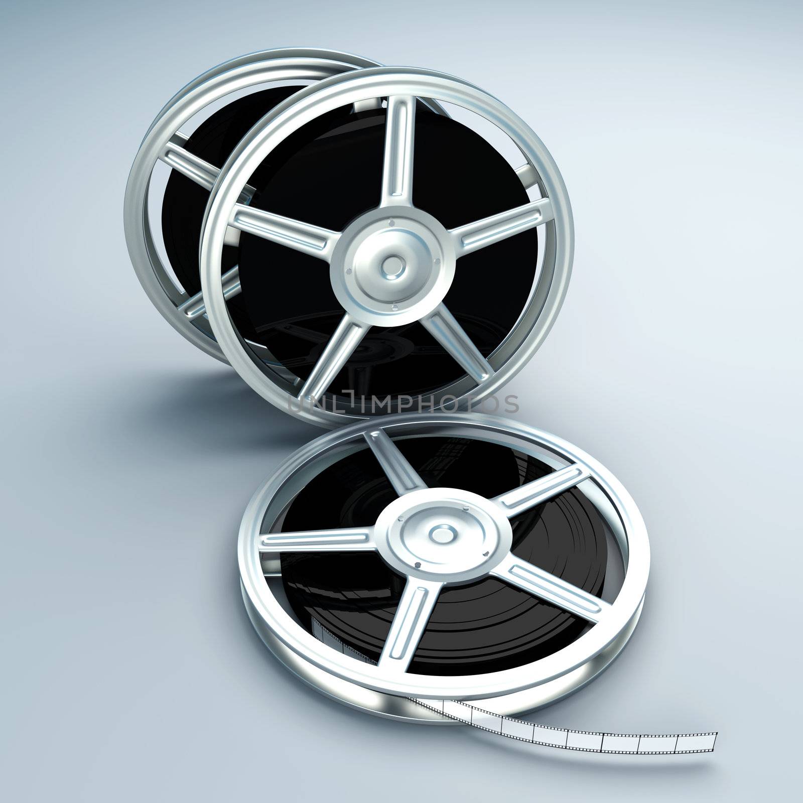 A couple of Film reels. 3D rendered Illustration.