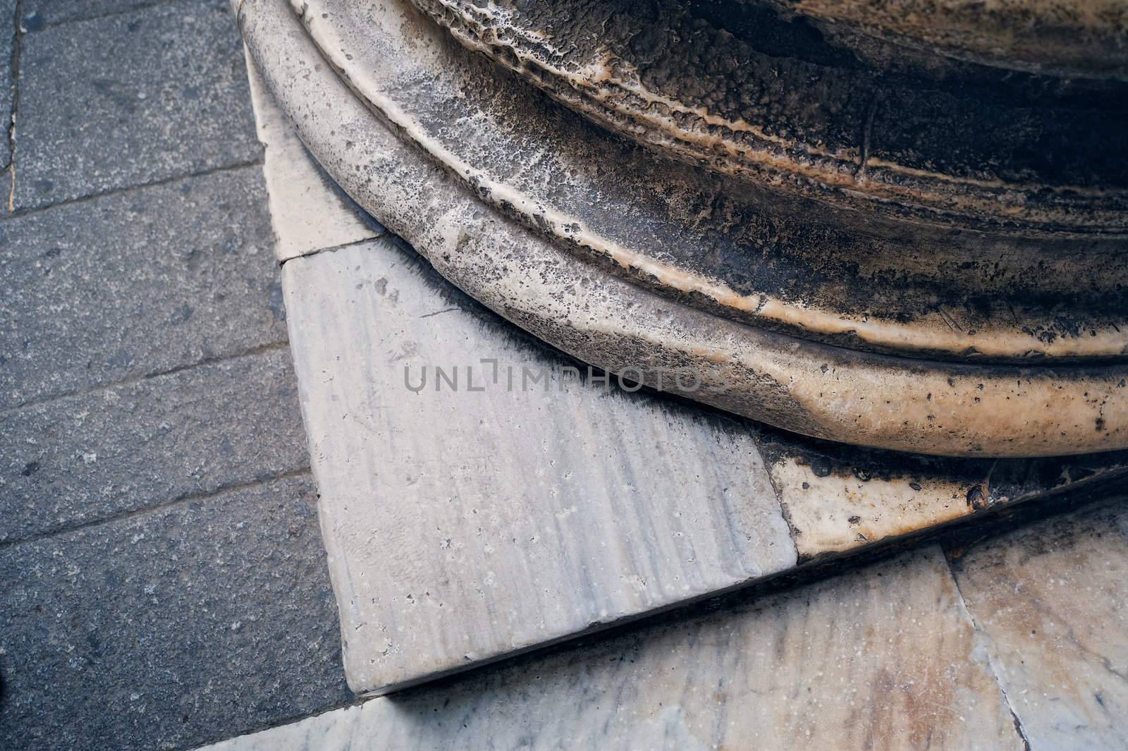 Detail of marble column in Piazza San Pietro, Rome