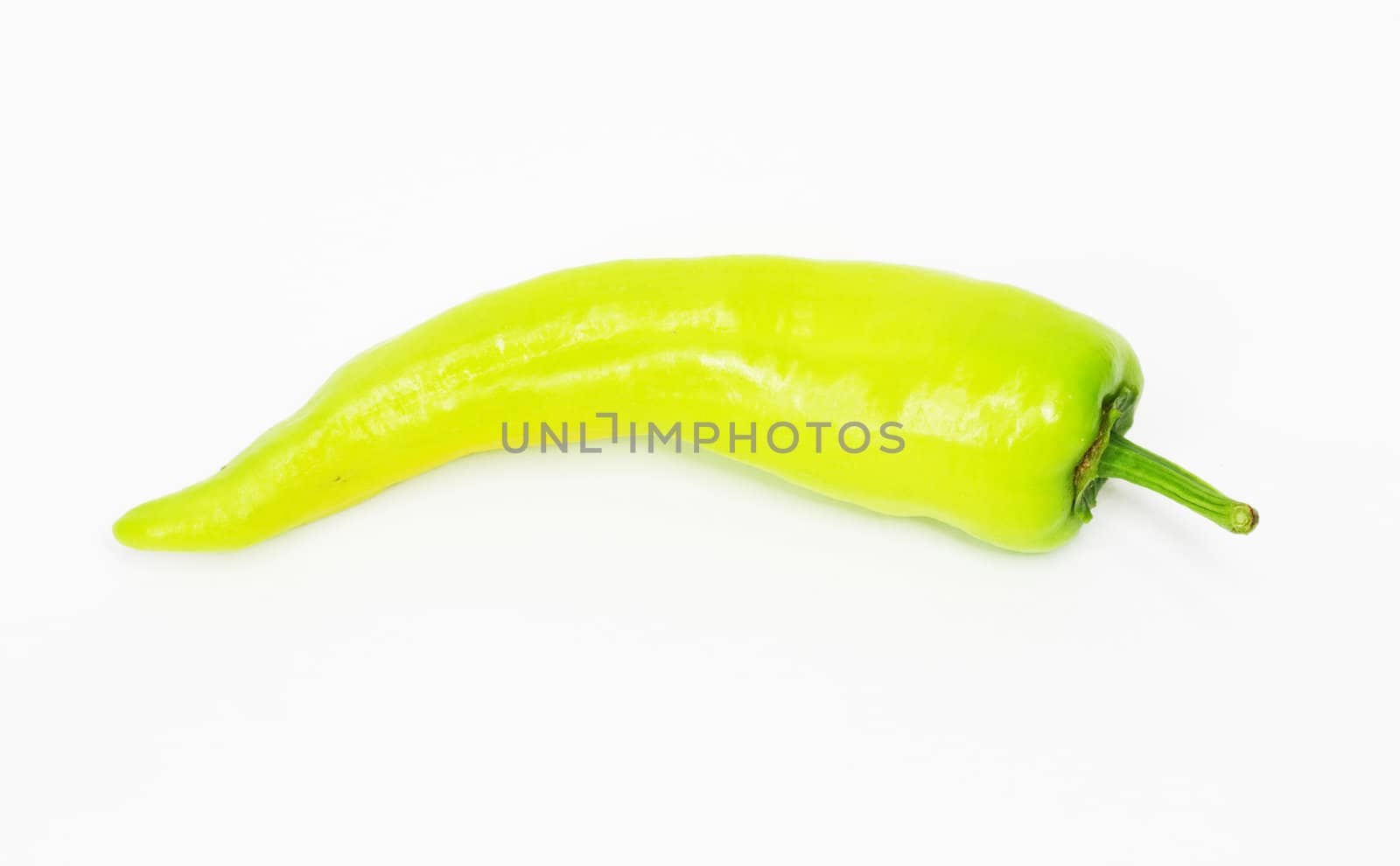 Green pasilla chile pepper isolated on white 