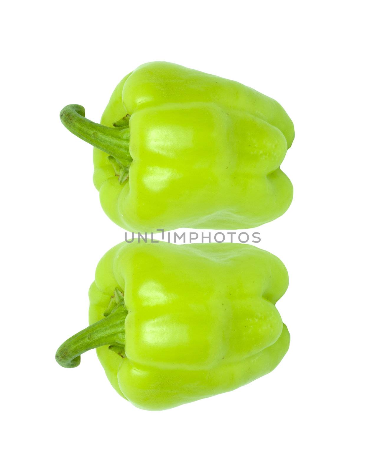 two Green Peppers insulated on white background