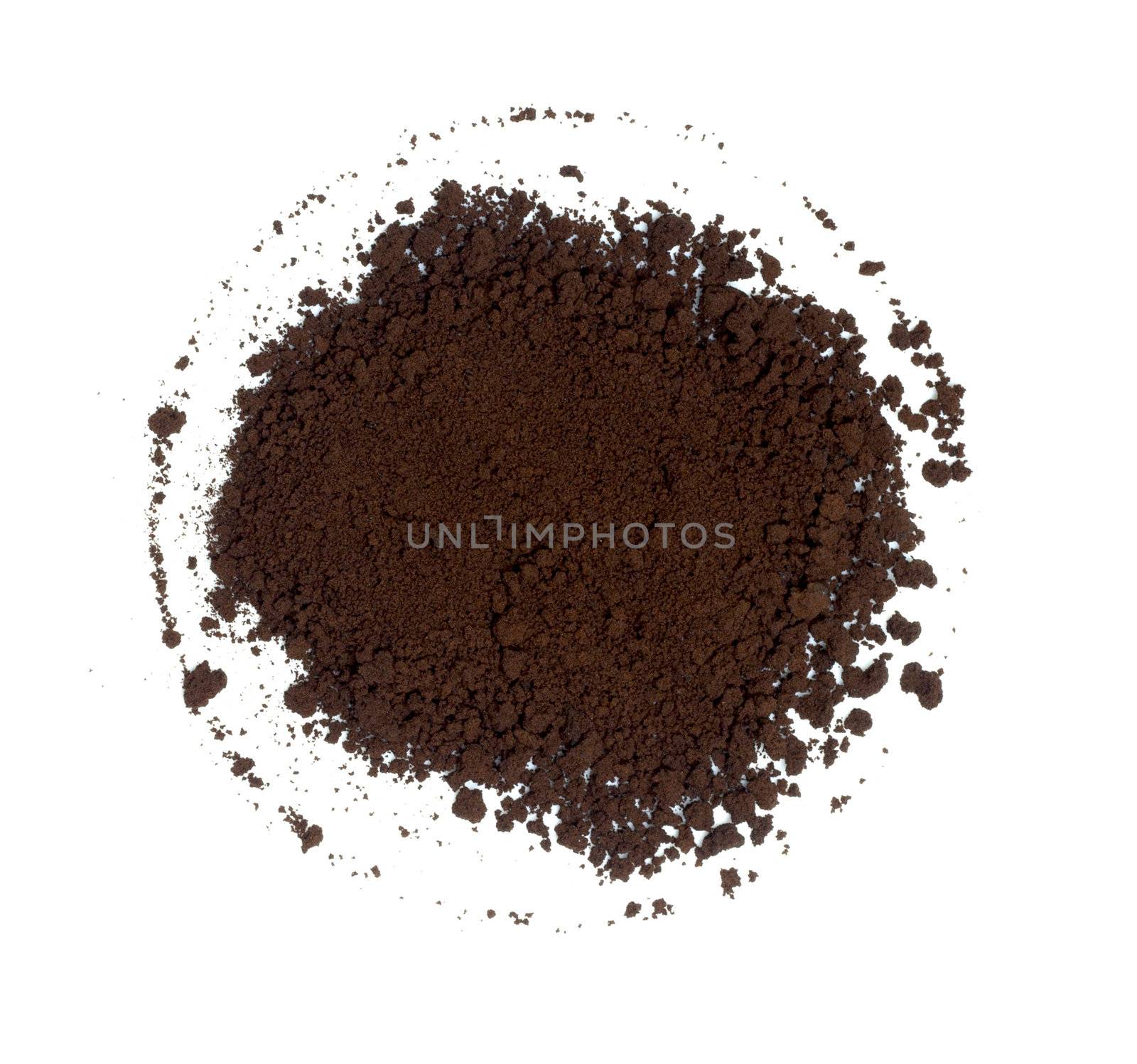 Coffee grains on the white 