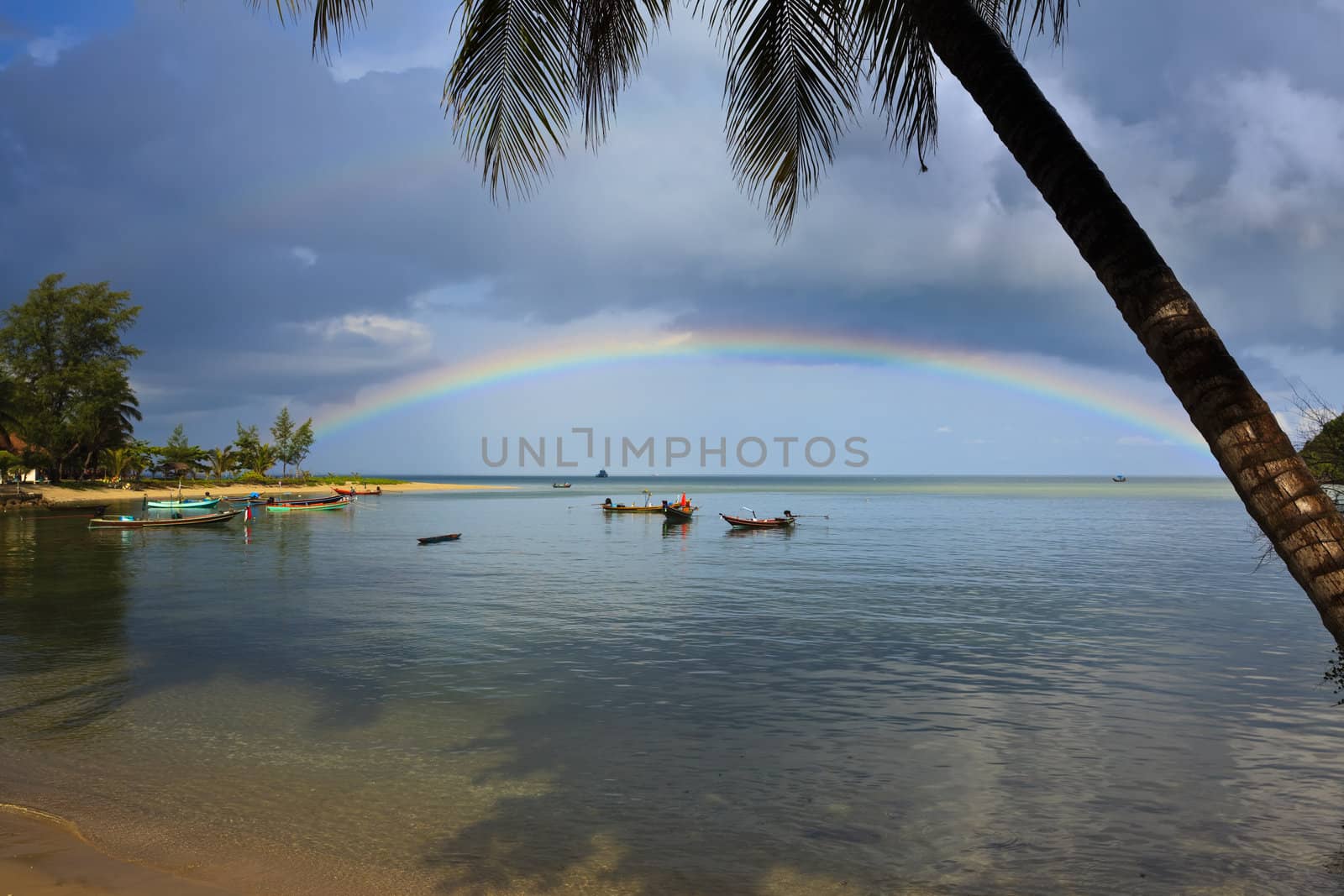 Rainbow after a storm on Ko phi phi island. Thailand.