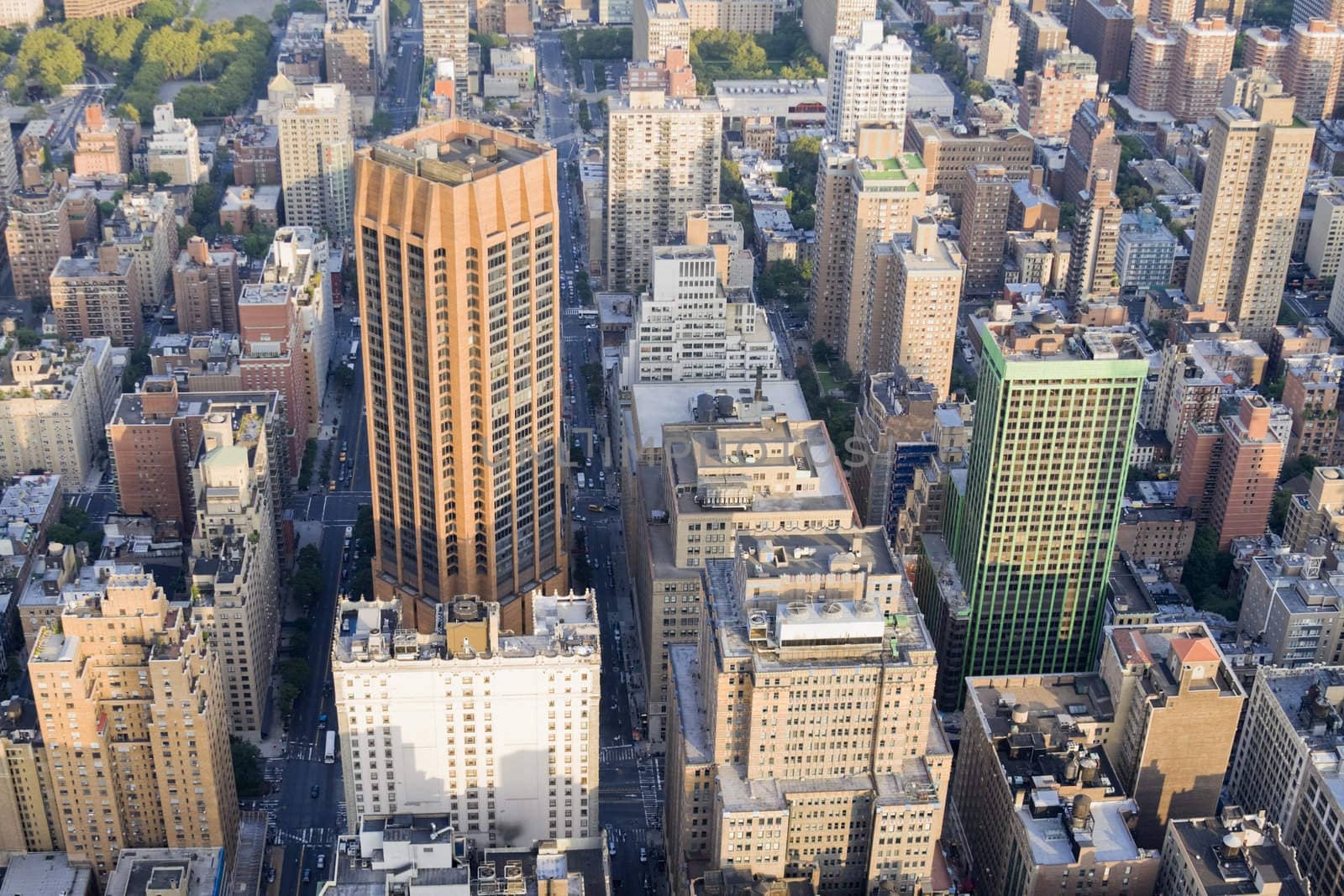 Aerial view of the buildings of manhattan.