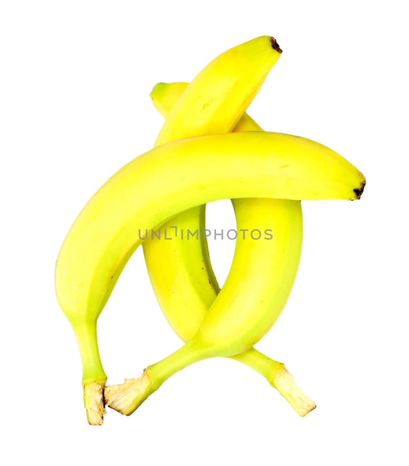 tree bananas isolated on white 