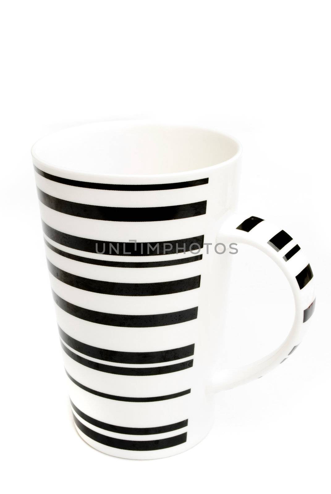 empty black and white coffee cup isolated on white