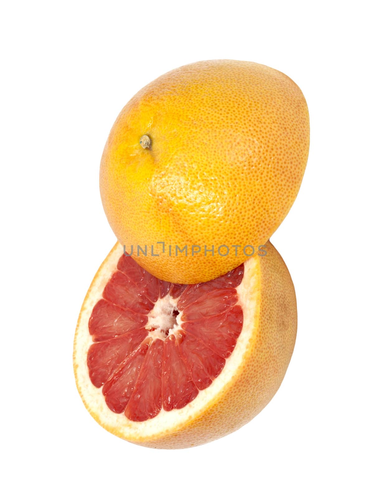 two half grapefruit isolated on white background 
