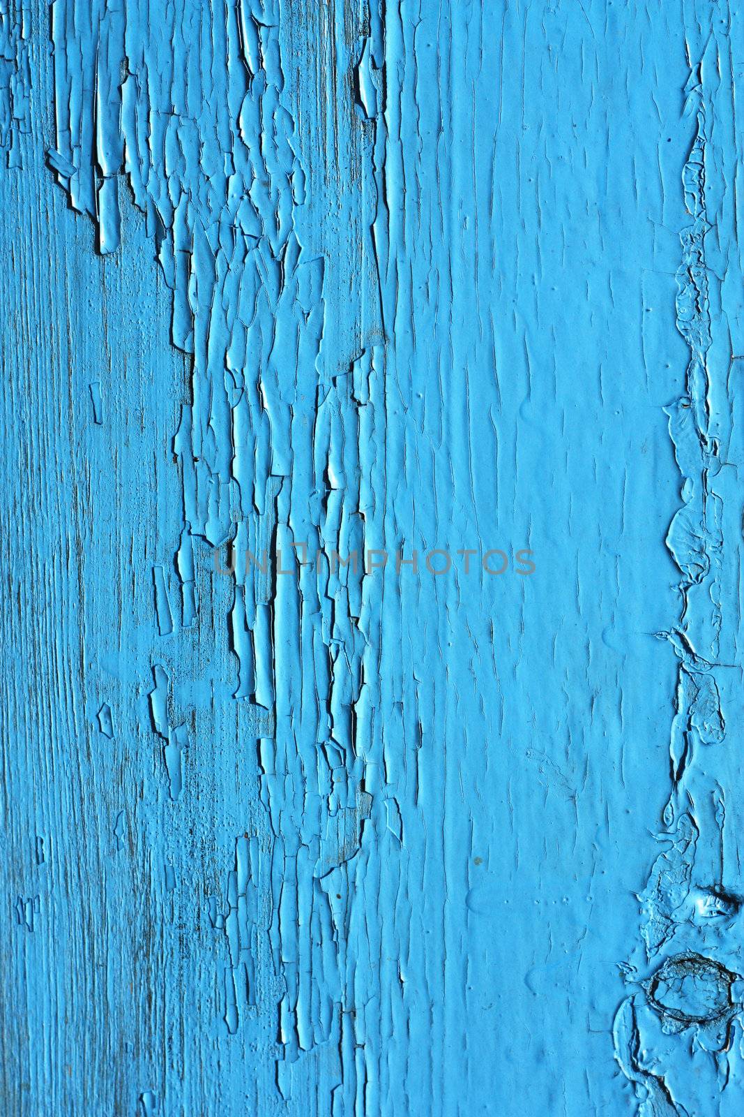 Closing on blue wooden panels of the fence 