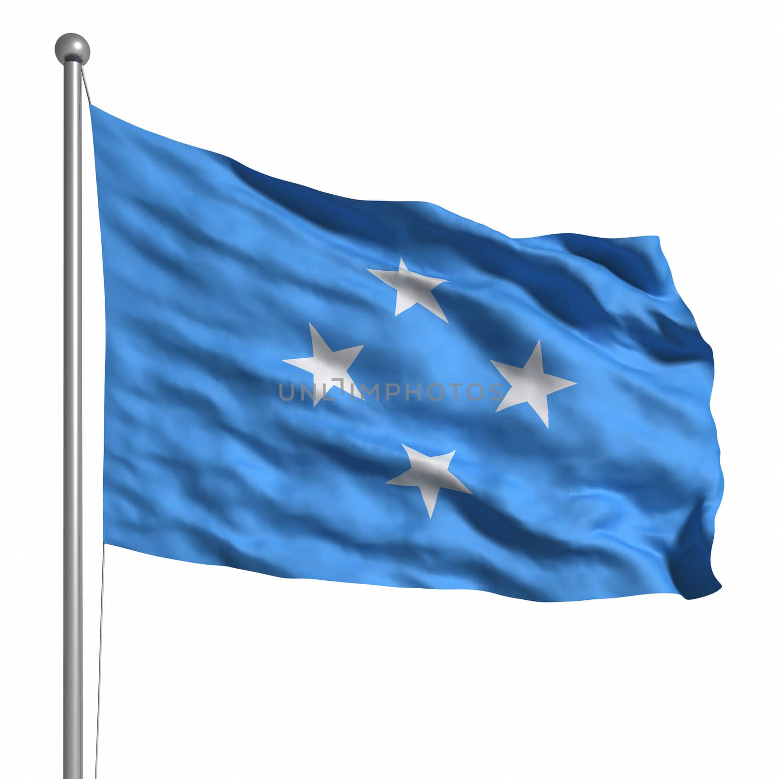 Flag of Micronesia. Rendered with fabric texture (visible at 100%). Clipping path included.