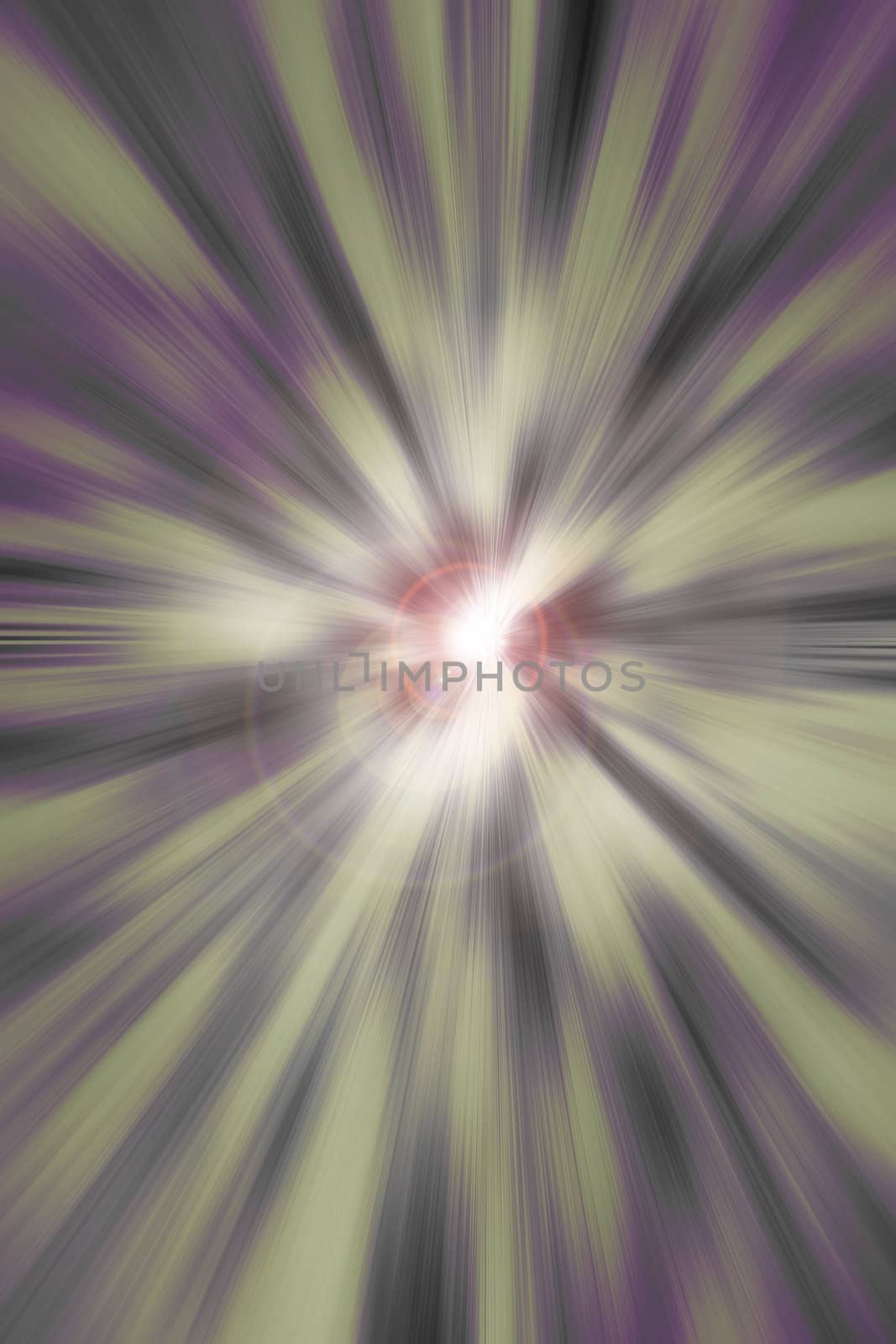   A star burst or lens flare over a black background. It also looks like an abstract illustration of the sun.
