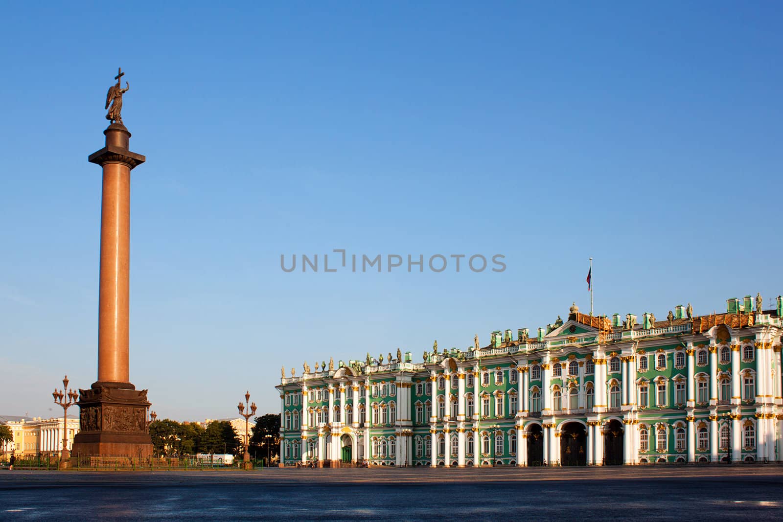 Winter Palace and Alexander Column on Palace Square in St. Petersburg