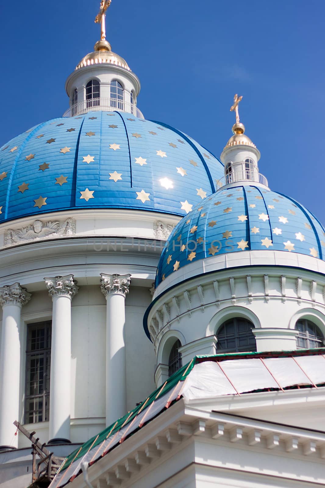 St.Trinity Cathedral Troitsky Sobor famous blue domes St.Petersburg Russia