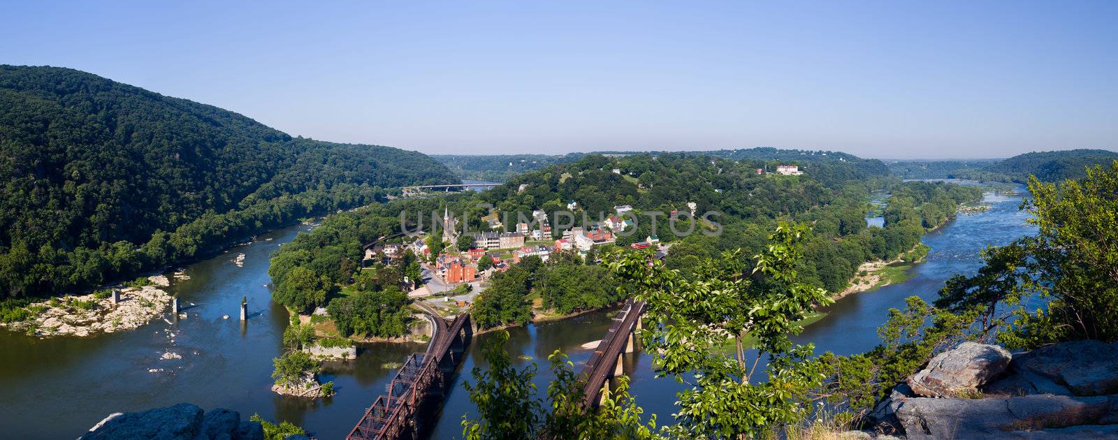 Panorama over Harpers Ferry from Maryland Heights by steheap