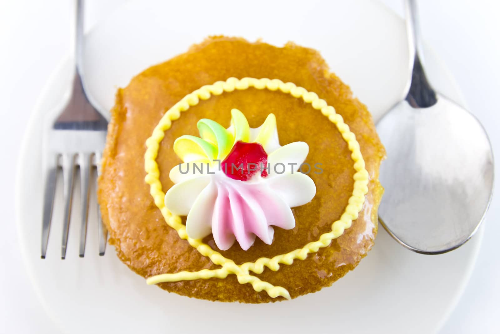 Closeup Cup cake and fork  by stoonn